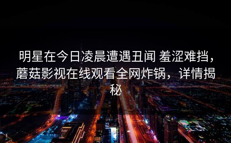 明星在今日凌晨遭遇丑闻 羞涩难挡，蘑菇影视在线观看全网炸锅，详情揭秘