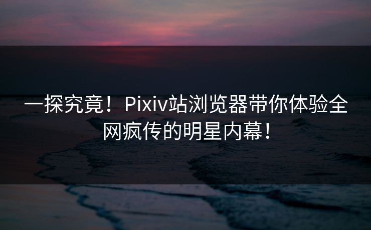 一探究竟！Pixiv站浏览器带你体验全网疯传的明星内幕！