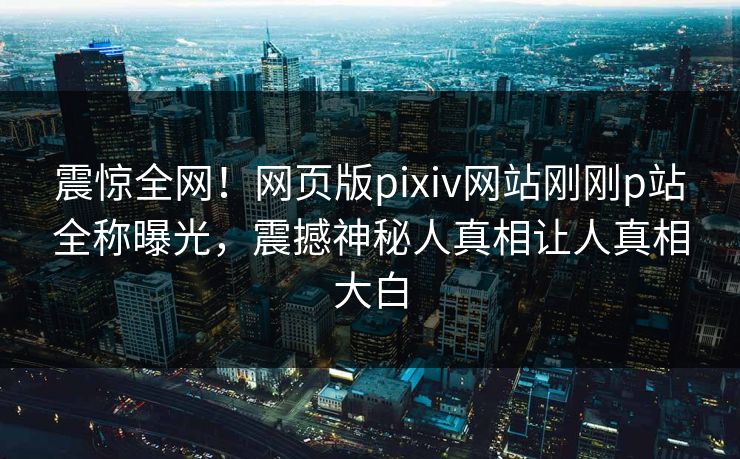 震惊全网！网页版pixiv网站刚刚p站全称曝光，震撼神秘人真相让人真相大白