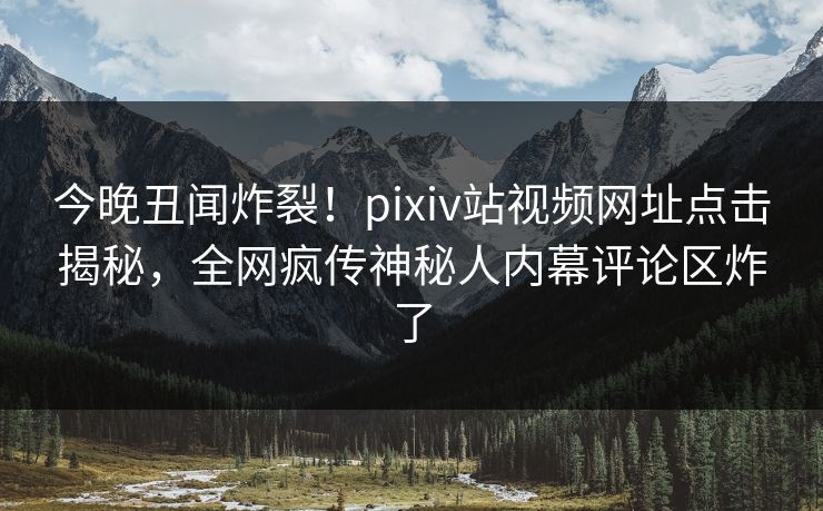 今晚丑闻炸裂！pixiv站视频网址点击揭秘，全网疯传神秘人内幕评论区炸了