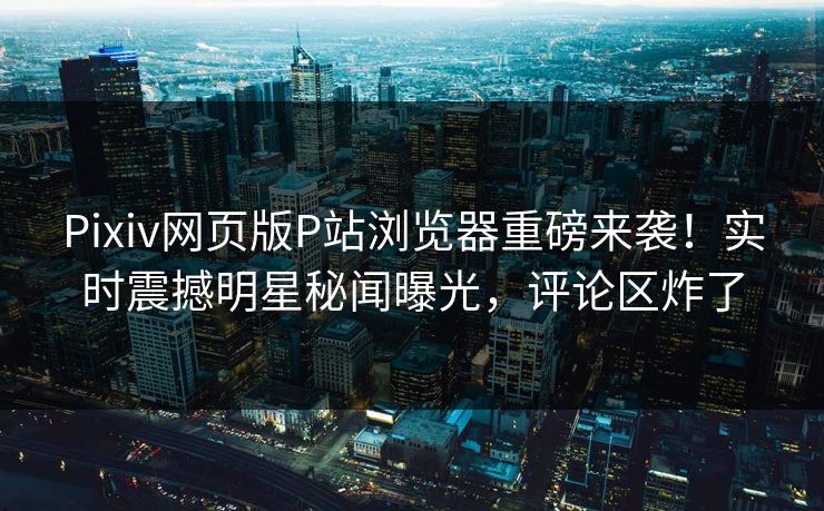 Pixiv网页版P站浏览器重磅来袭！实时震撼明星秘闻曝光，评论区炸了