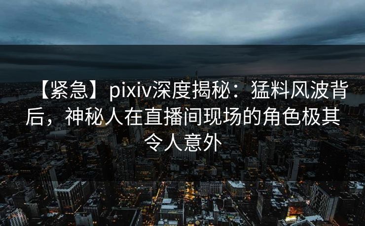 【紧急】pixiv深度揭秘：猛料风波背后，神秘人在直播间现场的角色极其令人意外