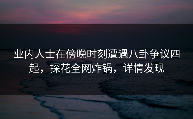 业内人士在傍晚时刻遭遇八卦争议四起，探花全网炸锅，详情发现