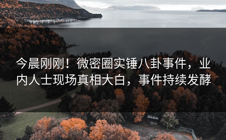 今晨刚刚！微密圈实锤八卦事件，业内人士现场真相大白，事件持续发酵