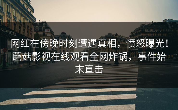 网红在傍晚时刻遭遇真相，愤怒曝光！蘑菇影视在线观看全网炸锅，事件始末直击