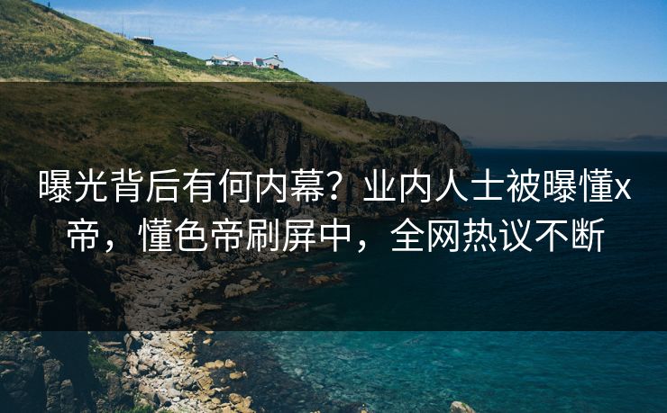 曝光背后有何内幕？业内人士被曝懂x帝，懂色帝刷屏中，全网热议不断