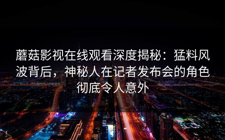 蘑菇影视在线观看深度揭秘：猛料风波背后，神秘人在记者发布会的角色彻底令人意外