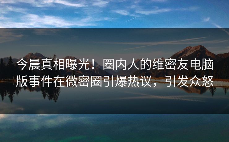今晨真相曝光！圈内人的维密友电脑版事件在微密圈引爆热议，引发众怒
