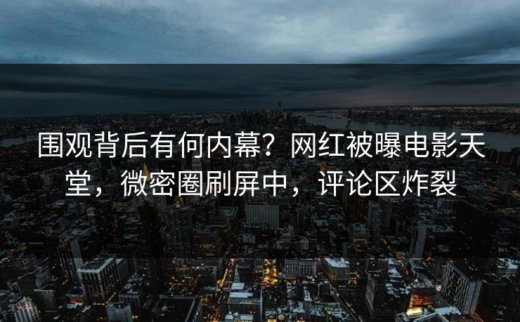 围观背后有何内幕？网红被曝电影天堂，微密圈刷屏中，评论区炸裂