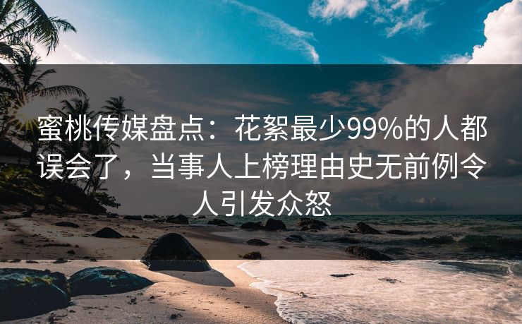 蜜桃传媒盘点：花絮最少99%的人都误会了，当事人上榜理由史无前例令人引发众怒